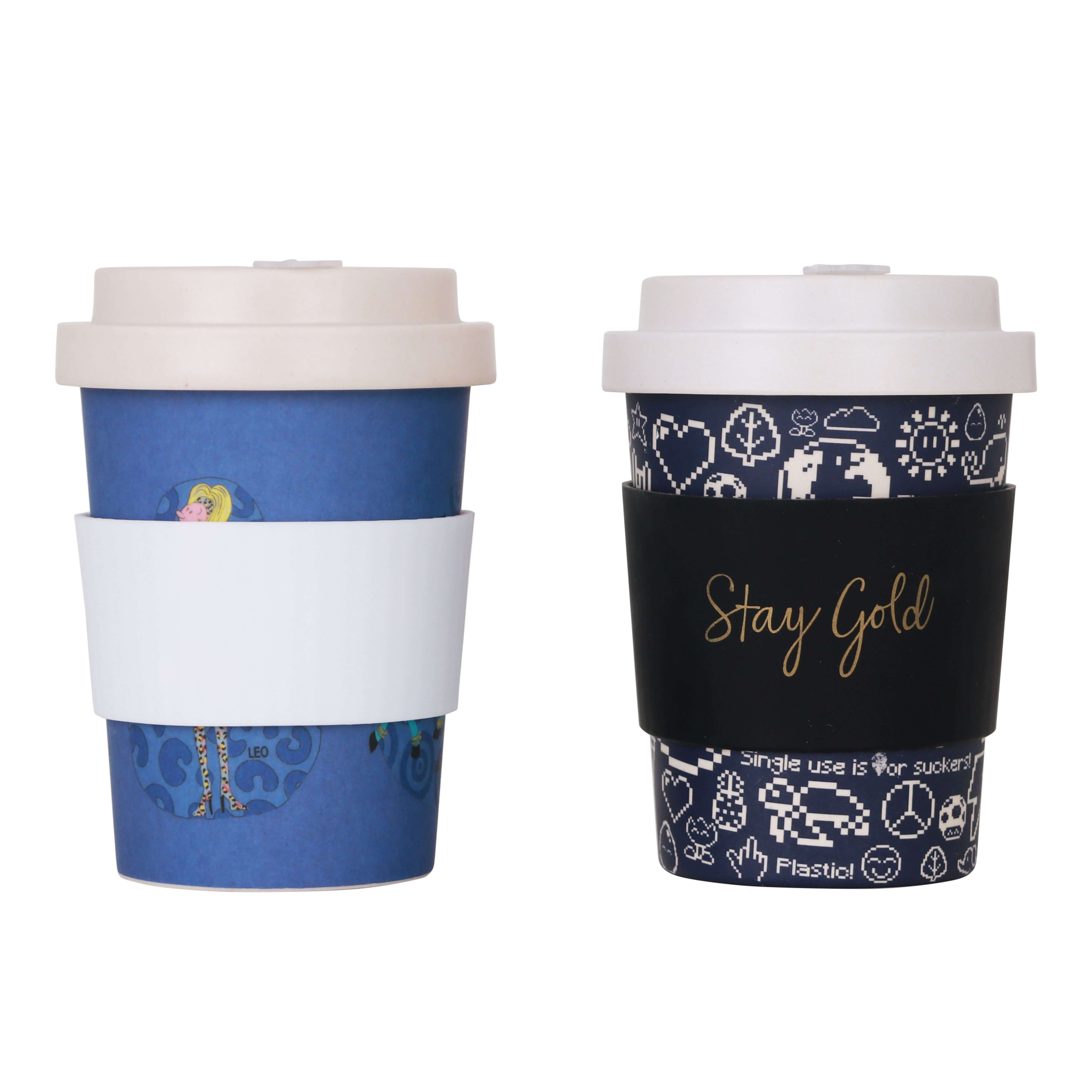 Reusable Bamboo Coffee Cup with Screw Lid